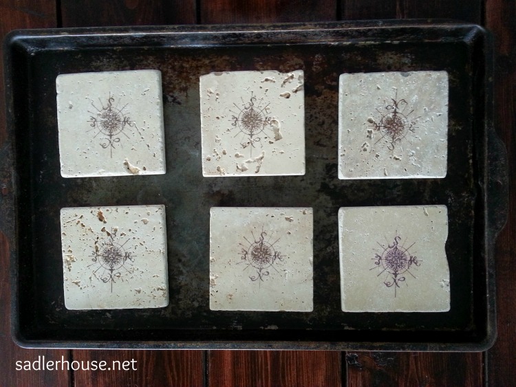 Tiles laid out for baking