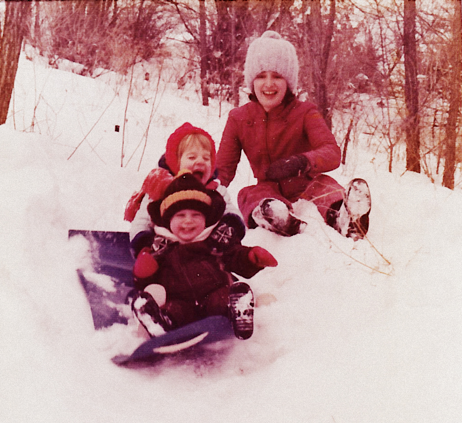 Tobogganing in Minnesota - 1975